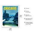 thumbnail image 2 of Chicago - Bridges over the Chicago River - Vintage Travel Poster by Austin Briggs c.1960s - Fine Art Matte Paper Print (Unframed) 20x26in, 2 of 4