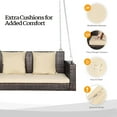 thumbnail image 3 of VINGLI 800 lbs Wicker Porch Swing Outdoor with Cushions & Extra Long Chains, 4FT Rattan Swing Bench, Brown, 3 of 7