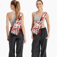 thumbnail image 4 of Lightweight Papaya Print Travel Sling Backpack with Abstract Tropical Fruit Pattern, Cute and Funny Cartoon Design, Durable Crossbody Bag for Outdoor Activities and Fashionable Use, 4 of 6