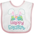 thumbnail image 3 of Inktastic Happy Easter with Bunny Ears and Flowers Boys or Girls Baby Bib, 3 of 4