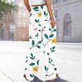 thumbnail image 4 of WTOBBY Women's Flowy Floral Wide Leg Pants with Adjustable High Waist Drawstring, Functional Pockets and Relaxed Casual Fit for Farmers Markets and Summer Festivities,Dark Green L, 4 of 6