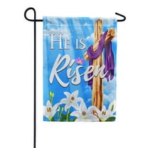 America Forever He is Risen Garden Flag - 12.5 x 18 Inches- Lily and Cross Easter Religious, Spring Floral Yard Outdoor Decorative Double Sided Flag