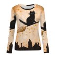 thumbnail image 4 of Camisas Para Mujer, Camisetas de Gran Tamaño, Camiseta Informal de Moda de Cosplay de Manga Larga, Jersey Fruncido de Cuello Redondo Estampado, Blusa, Tops Odeerbi ODB136090, 4 of 5