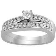 1/2 Carat T.W. Round Diamond 10kt White Gold Bridal Set