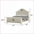 thumbnail image 2 of Bedroom Set Queen 4-Piece Traditional European with LED & Crystal Tufted, Beige Wood | Wood | Standard Beds, 2 of 18
