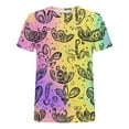 thumbnail image 5 of Cadancy Women Mardi Gras Shirt Carnival Rave Party Pullover Round Neck Short Sleeve Tops Cozy Casual Loose Holiday Print Tee Shirts Trendy Outfits, 5 of 6