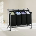 Ollieroo Classics Rolling Laundry Hamper,HeavyDuty 4Bag Laundry