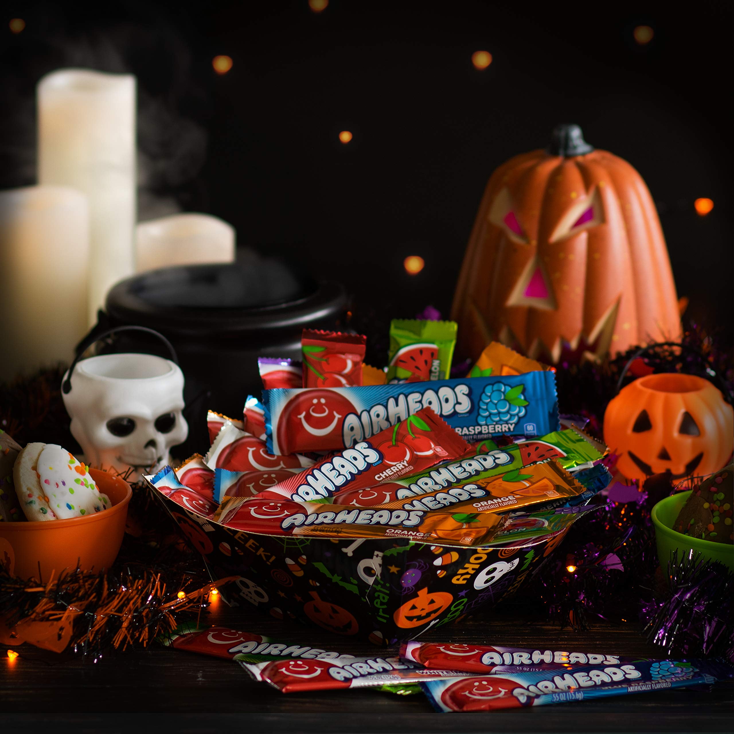 Airheads Candy Bars, Halloween Variety Box, Chewy Full Size Fruit Taffy, Trick or Treat Mega Box, 90 Individually Wrapped Full Size Bars (Packaging May Vary) 90 Count (Pack of 1)