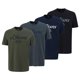 thumbnail image 1 of s.Oliver Camiseta para hombre, pack de 4 - básica, estampado logo, cuello redondo, algodón Azul/verde oscuro/gris oscuro/negro S (Small), 1 of 5
