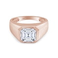 thumbnail image 2 of Asscher Cut Lab Created Moissanite Diamond Signet Solitaire Engagement Ring For Men In 14K Rose Gold Over Sterling Silver(G-H Color,VVS1 Clarity,1.75 Cttw)-7.5, 2 of 6