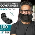 thumbnail image 2 of Black Disposable Beard Nets, Breathable Polypropylene Covers, 100 Count, 18 in, 2 of 9