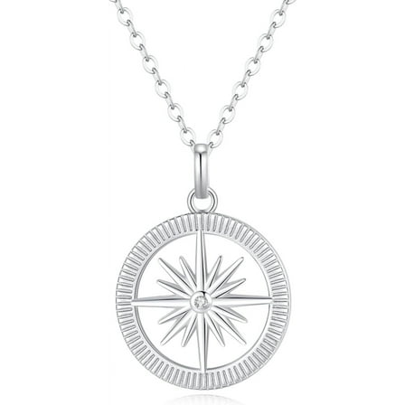 Compass Necklace For Women, 925 Sterling Silver Diamond Compass Necklace For Women[Z4184]