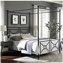 Crosley Furniture Montgomery Queen Canopy Bed Black - Headboard, Footboard, Finials, Rails, Canopy