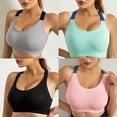 thumbnail image 4 of Women Strappy Sports Bra for Women,Cross Back Sports Bra Padded Yoga Bra 4 Pack Medium Support Workout Bra, 4 of 9