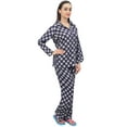 thumbnail image 2 of Bimba 2 Pcs Navy Blue Check Print Women's Shirt With Pajama Pants Nightwear - 8, 2 of 5