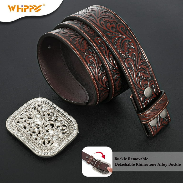 Western Brown Longhorn Belt with Rhinestone 36