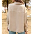 thumbnail image 4 of Chaqueta casual de lana con botones de manga larga para mujer Abrigo cálido con cuello vuelto y bolsillo con solapa Caqui S, 4 of 6