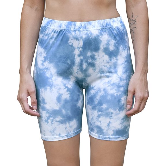 Daisy Del Sol Women's High Waisted Stretchy Soft Tie Dye Floral Solid Yoga Athleisure Loungewear Biker Long Shorts