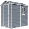 thumbnail image 7 of Aiho 6'x4' Outdoor Plastic Storage Shed with Window, Weather -Resistant, Easy Assembly, Wood-Effect Garden Tool House - Light Gray, 7 of 7