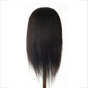 Hair By DK 100% Real Hair Mannequin 22-24 Afro Fluffy Light Yaki kinky Straight Textured Cosmetology Beauty School Head Included C-Clamp free of Purchase Dark Brown Black (22~24 Inch, 2)#2