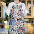 thumbnail image 6 of Pioneer Flower Floral Print Pattern Apron-Garden Aprons for Women with Pockets-Cotton Linen Waterproof Kitchen Cooking Gardening Aprons Adjustable for Kitchen,Cooking,BBQ and Salon 33x27 Inch, 6 of 7