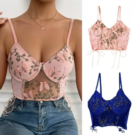 Tejiojio Party Corsets for Women Summer Savings Ladies Lingerie Hollow Vest Mesh See-through Embroidery Girdle Suspender Corset