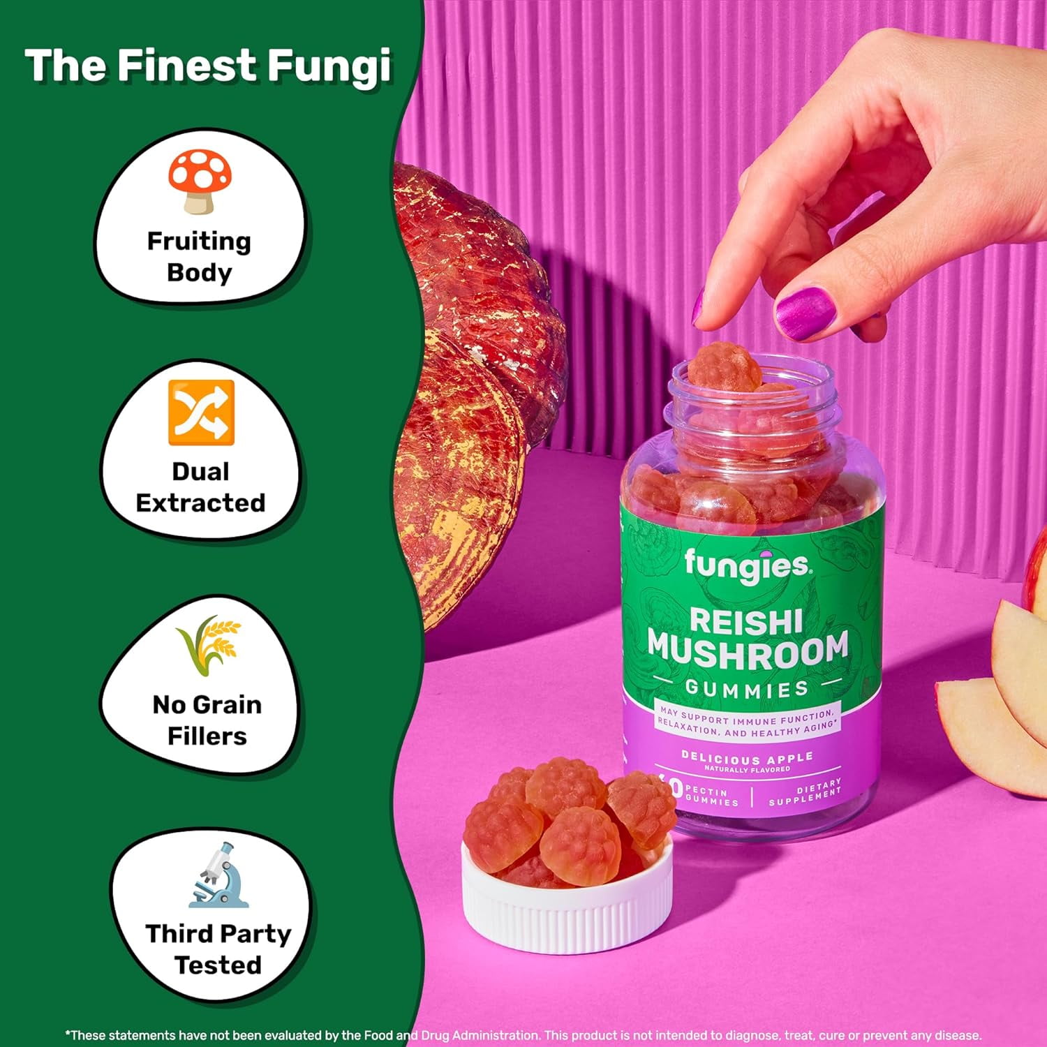 Fungies Reishi Mushroom Gummies, Supports Relaxation, Healthy Aging, Sleep, Supplement, 30 Count