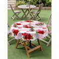 thumbnail image 3 of Outdoor Tablecloth with Umbrella Hole and Zipper, Red Roses Round Table Cloth 60 Inch Waterproof Tablecloth, Valentine's Day Flowers Love Stripes Pink Picnic Table Cover for Patio Camping, 3 of 7