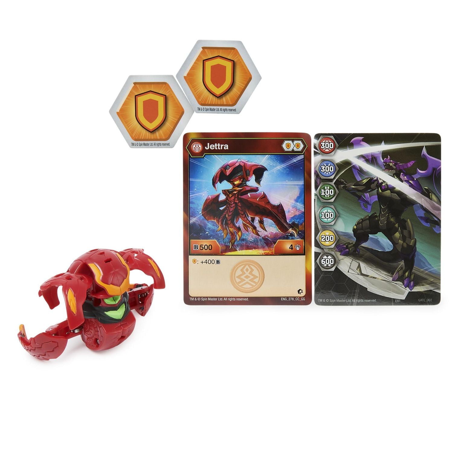 Bakugan, Jettra, Figurine Geogan Rising articulée de 5,1 cm et carte à collectionner