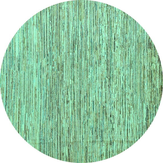 Ahgly Company Indoor Round Oriental Turquoise Blue Modern Area Rugs, 5' Round