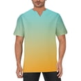 thumbnail image 2 of IYTR Mens Beach Shirts Summer Fashion Gradient Color Short Sleeve T Shirts Casual Pullover V Neck Tee Shirts Loose Sports Fitness Shirts Multicolor L, 2 of 5