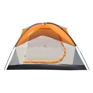 Tcbosik 4-6 Person Waterproof Windproof Family Camping Tent, Portable Easy Set Up Tent with Carry Bag, Net Bag and Top Hook, Outdoor Tent with Mesh Windows, Orange