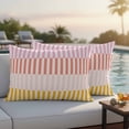thumbnail image 4 of Colorful Stripe Outdoor Waterproof Pillow Covers, Modern Pink Red Yellow Vertical Striped Decorative Rectangle Throw Pillowcase Sofa Cushion Sham for Patio/Couch/Chair, 20"x12" 2 Pack, 4 of 8