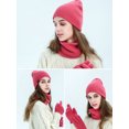 thumbnail image 4 of Hat Scarf Gloves Set Classic Unisex Thermal Gloves Loop Scarf Ribbed Knit Cap, 4 of 10