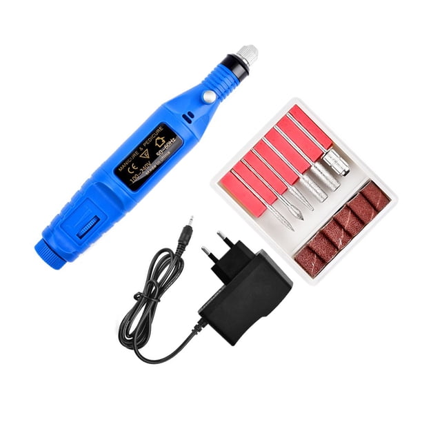Qarigey Taladro eléctrico tallado pluma conjunto desata el potencial creativo máquina portátil de mejora de uñas conjunto de molino de Juegos de manicura estándar de Europa Azul