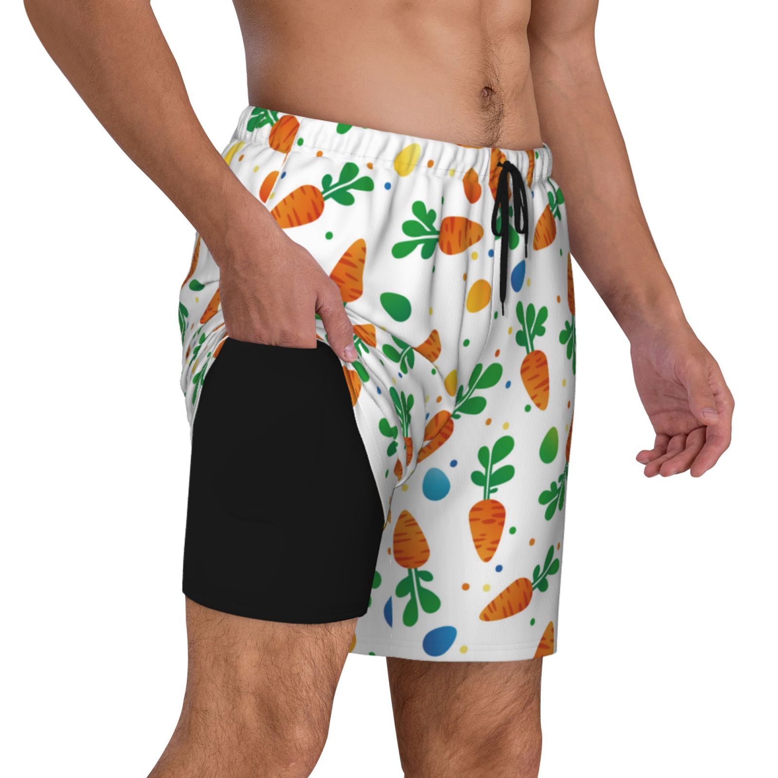 Xecao Cute Carrot for Men's Swimming Trunks Swim Trunks Quick Dry Swim Shorts with Mesh Lining Funny Swimwear Bathing Suits
