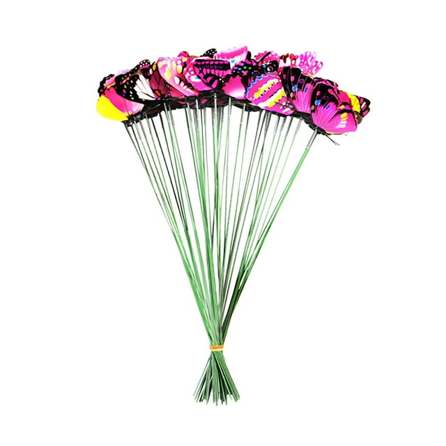 Fiudx Estacas Decorativas para Jardín, Diseño de Mariposa, de Pvc, para Uso Interior y Exterior, Multiusos para Decoración de Jardín, para Bodas, 15 Cm de Ancho, 25 Cm de Largo, Juego de 50 Piezas
