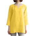 thumbnail image 1 of Hauts pour Femmes Manches Longues Tunique en Coton Lin Blouse Décontractée Coupe Ample Chemises, 1 of 6
