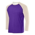 thumbnail image 3 of Aobny Purple Mens Casual Shirts Slim Fit Long Sleeve Crew Neck Workout Shirt Raglan Plain T-Shirts for Man,S, 3 of 4