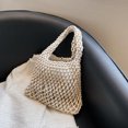 thumbnail image 3 of Bolsos de hilo de algodón Tejido de paja Hollow Net Beach Vacation Purse (Blanco), 3 of 6