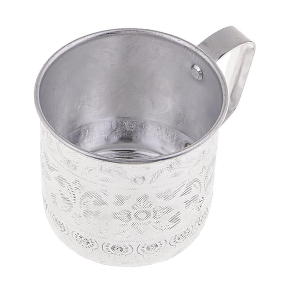 braveheart Beautiful Thailand Tin Cup Drinkware Unique Asian Tin Can Mug Silver Coffee Cup Exquisite Workmanship Drinking Water