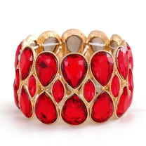 Lureme Super Wide Bling Red Rhinestones 2 Lines Elastic Stretch Bangle Bracelet for Women(bl003603)