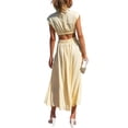 thumbnail image 2 of Innerwin Robe d'Été de Plage Col Montant Femmes Robes Longues Maxi Vacances Couleur Unie Décontractée Robe Débardeur Jaune Clair G, 2 of 3