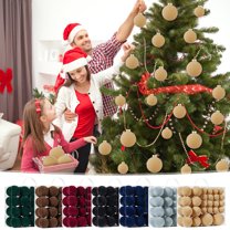 Christmas Decorations, 46PCS/8CM Velvet Christmas Balls Flocked Christmas Tree Ornaments Plastic Balls Xmas Decorative Hanging Ornaments Christmas Tree DecorationChristmas Ornaments Balls Beige