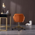 thumbnail image 4 of Modern Rolling Velvet Fabric Executive Office Chair with Adjustable Height and 360 Revolving, Swivel Accent Back Armchair with Wheels and Golden Base, Upholstered Vanity Chair, Orange, 4 of 9
