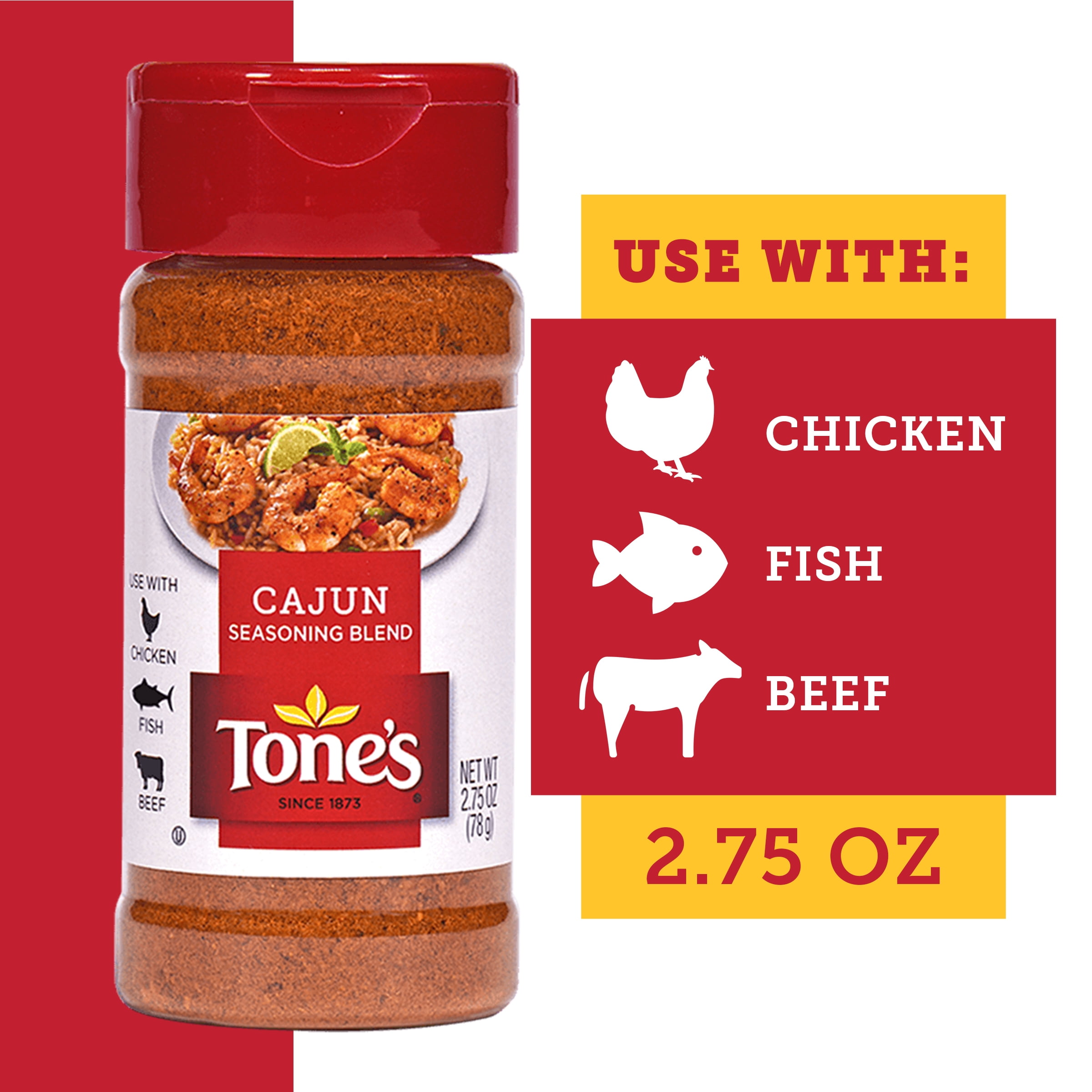 (3 pack) Tone's Cajun Seasoning Blend, 2.75 oz