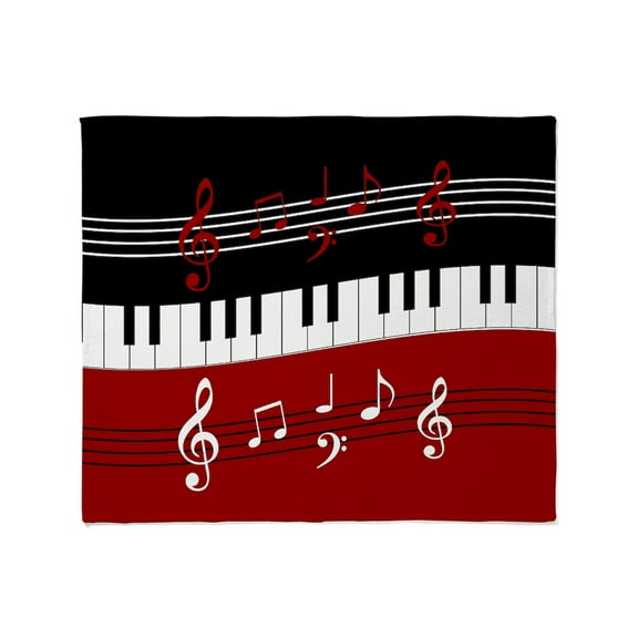 CafePress - Stylish Piano Keys And Musical Notes Throw Blanket - Soft Fleece Throw Blanket, 50"x60" for All Ages