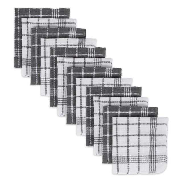 Set de Paños de Cocina DII Tejido Waffle 100% Algodón Gris 12 piezas