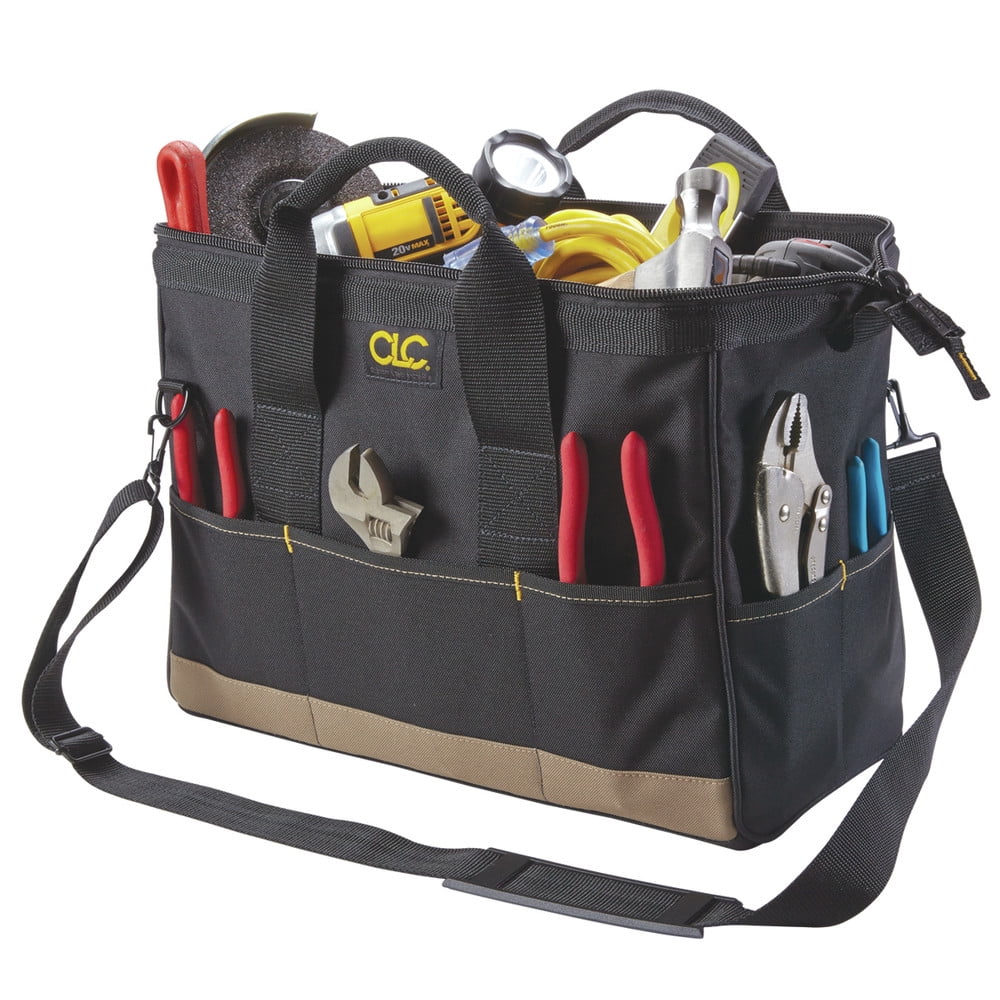 Custom Leather Craft 16in BigMouth Tool Bag with 22 Pockets, Model 1165