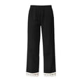 thumbnail image 5 of Cagogo Women Cotton Linen Straight Elastic Waist Pants with Pockets Solid Casual Ankle Trousers Lounge Work Beach Clothes, Black L, 5 of 5